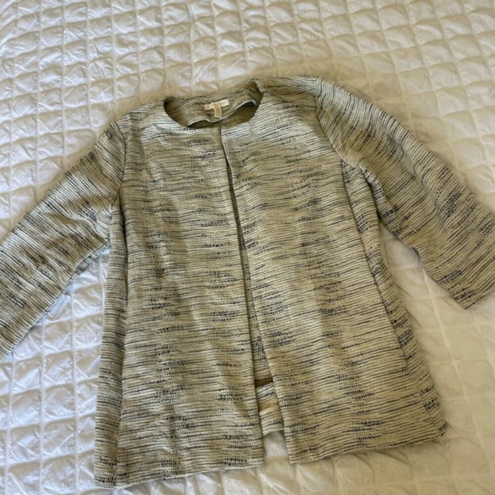 Eileen Fisher Cream and Black Cotton Jacket